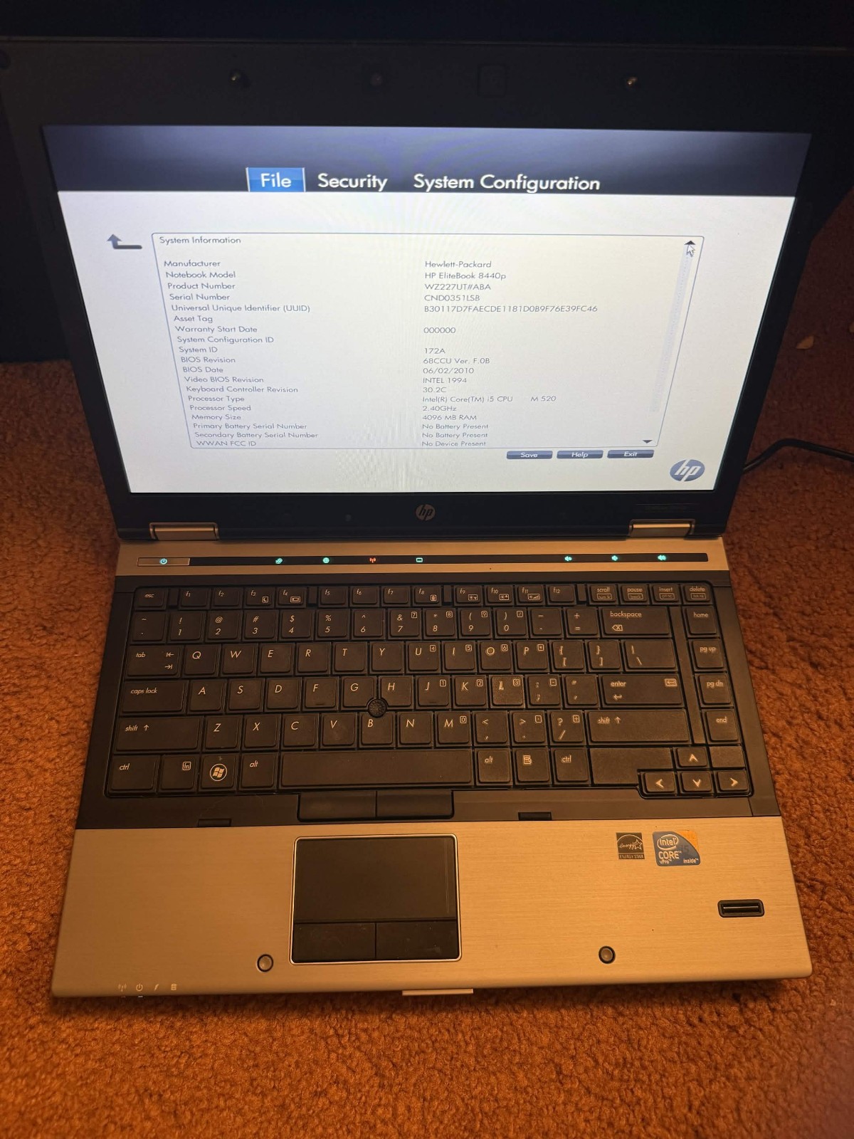 HP EliteBook 8440p i5 M 520 4GB 500GB HDD With Charger