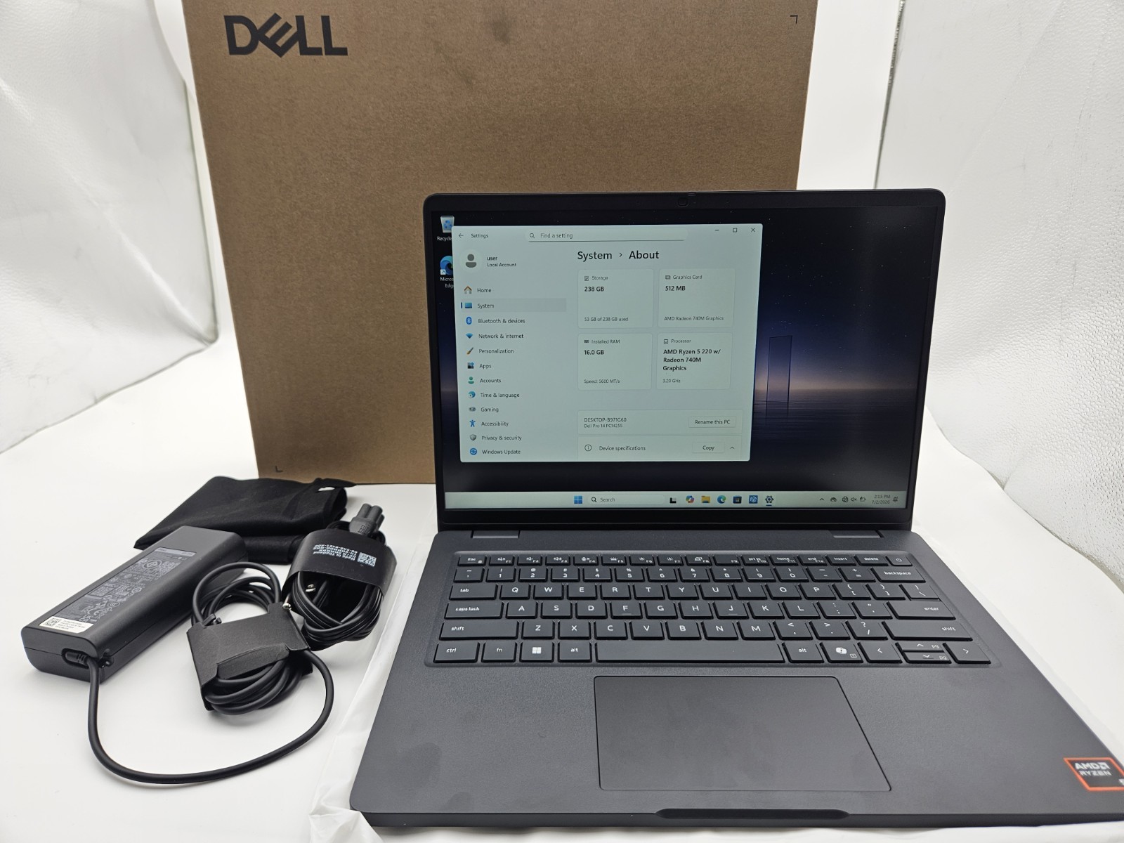 Dell Pro 14 PC14255 AMD Ryzen 5 220 16GB RAM 256GB SSD