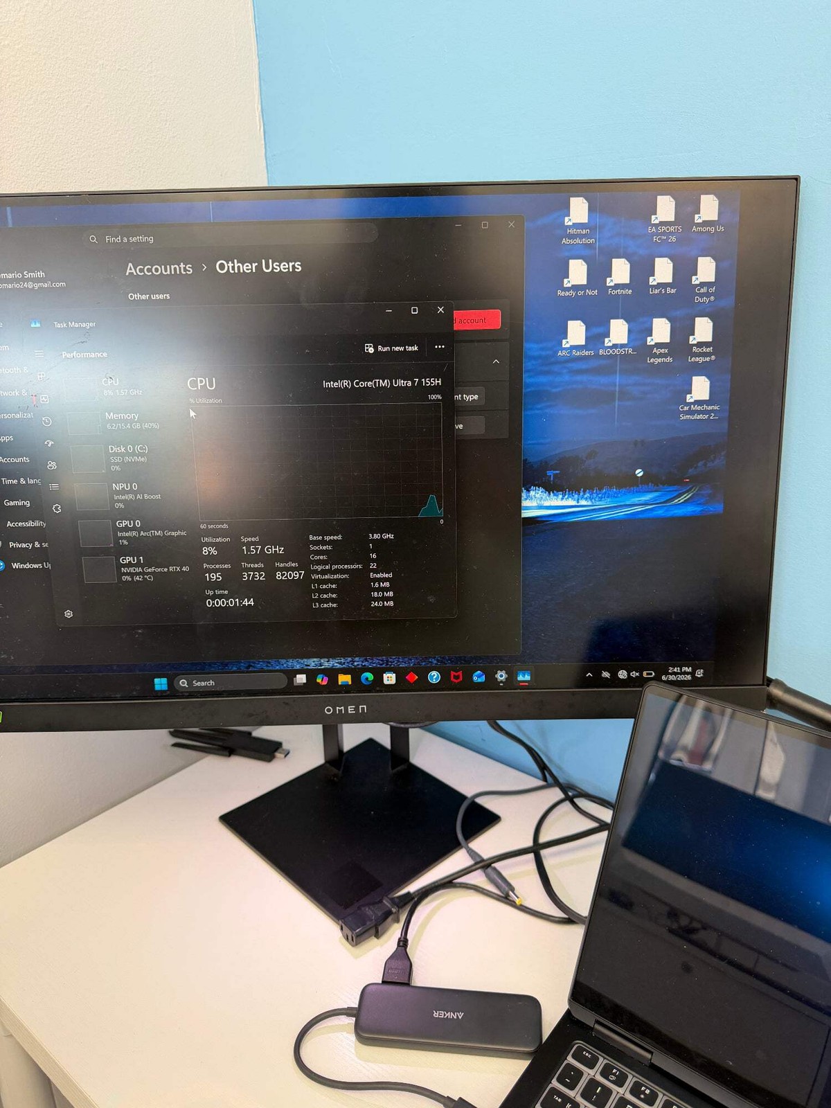 HP Omen Transcend 14 Ultra 7 155U 1TB 16GB RAM RTX 4060 Black – Bad Display