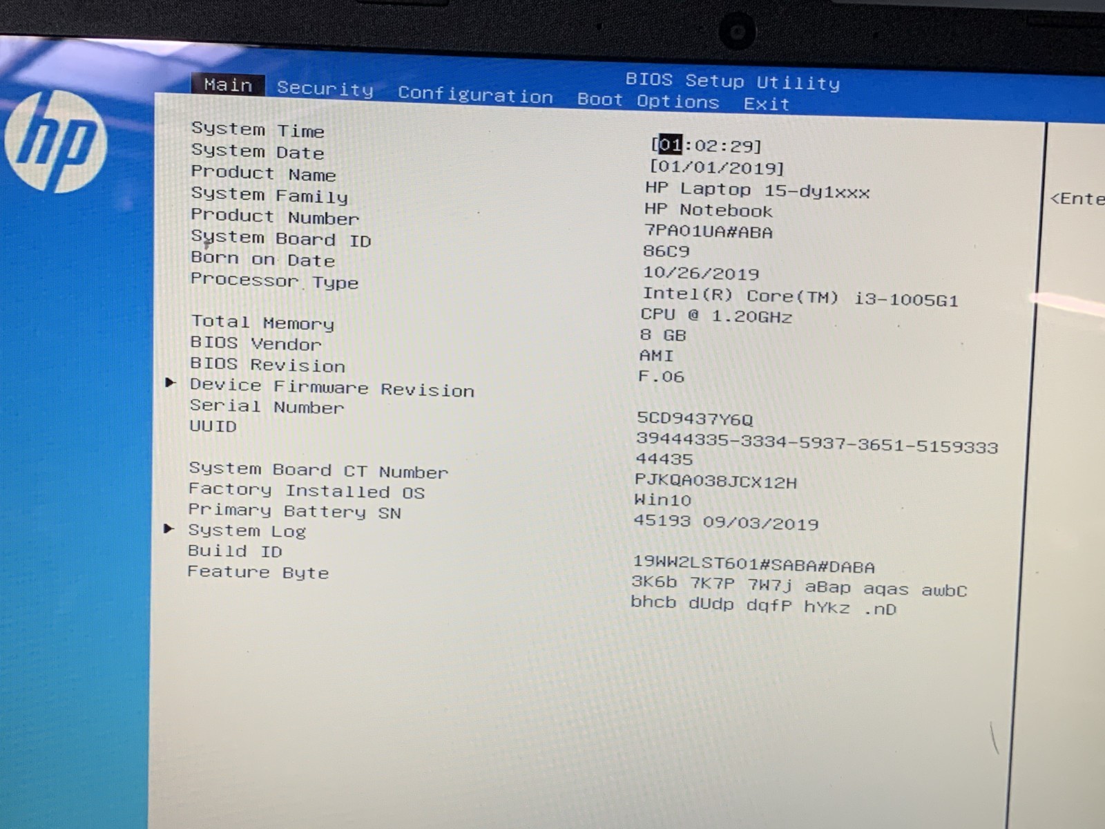 HP NOTEBOOK 15-dy1731MS i3-1005G1@1.2GHz 8GB RAM NO SSD/OS TOUCH WCHARGER *READ