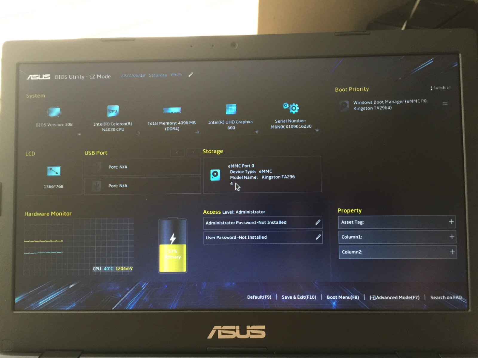 ASUS L210MA-DB01 11.6″ INTEL N4020 @ 1.10GHZ 4GB RAM 64GB eMMC WINDOWS 10