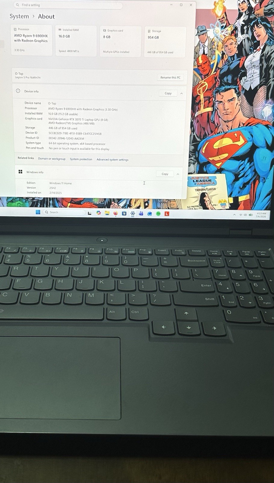 Lenovo LEGION 5 PRO, R9 6900HX, 16GB, 1TB, 3070 Ti Laptop QHD USED FACTORY RESET