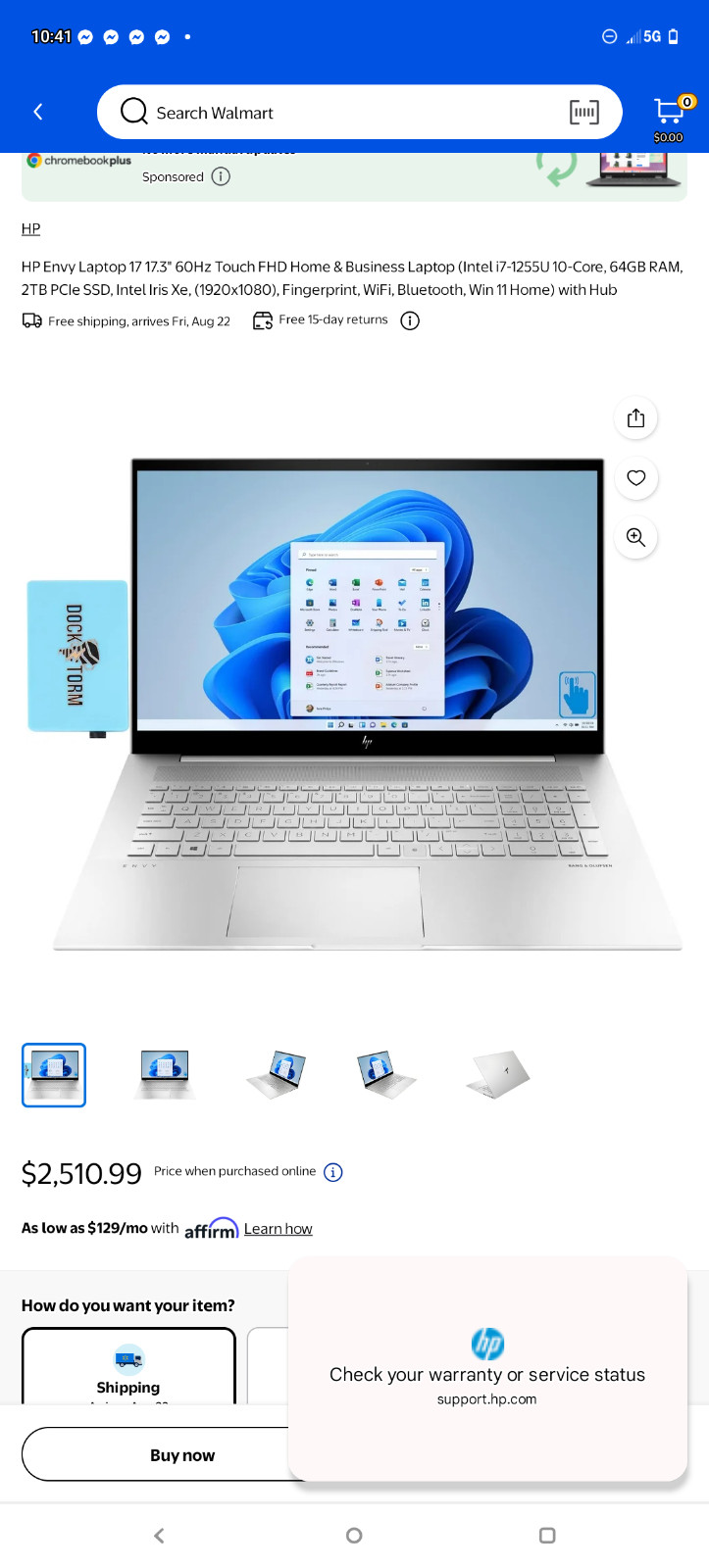 HP ENVY 17-cr0013dx 17.3 in (512 GB, Intel Core i7 12th Gen. 4.70 GHz, 12 GB)…