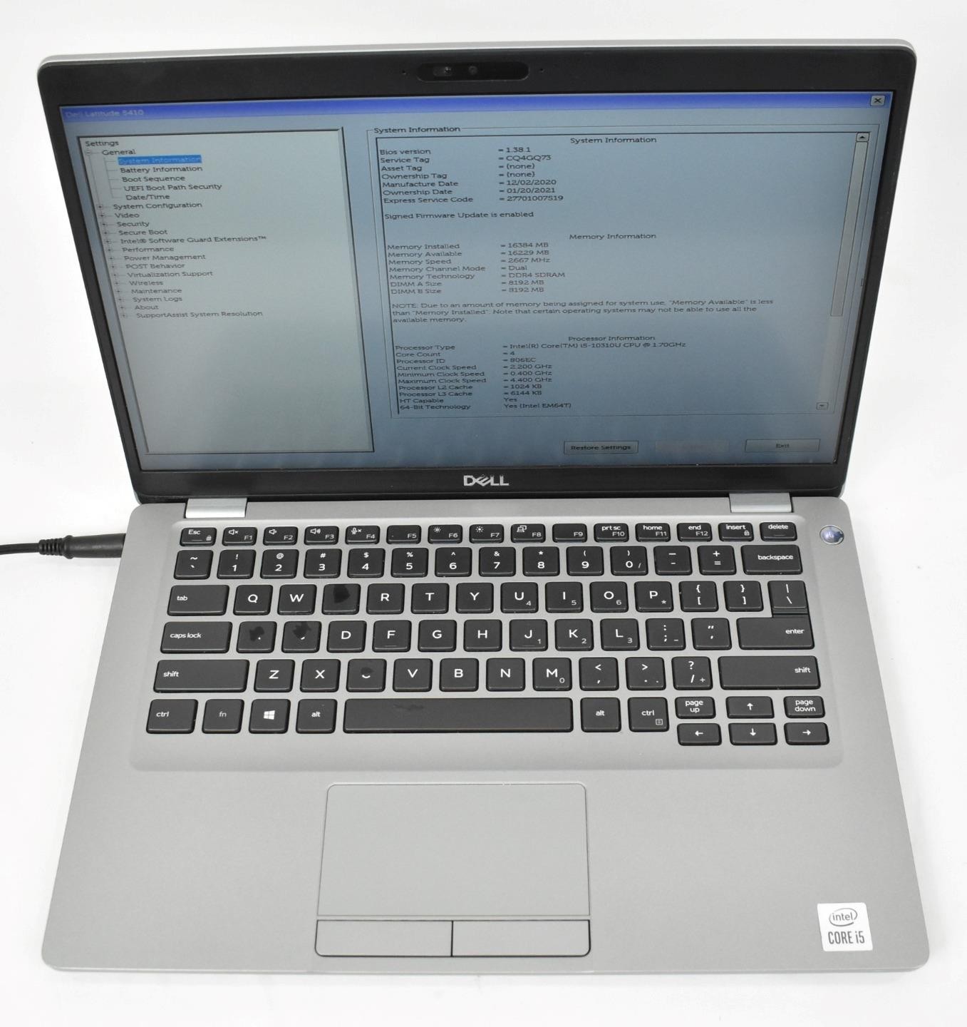 Dell Latitude 5410 Laptop i5-10310U 1.7GHz 16GB 256GB SSD 14″ No OS *See Issues*