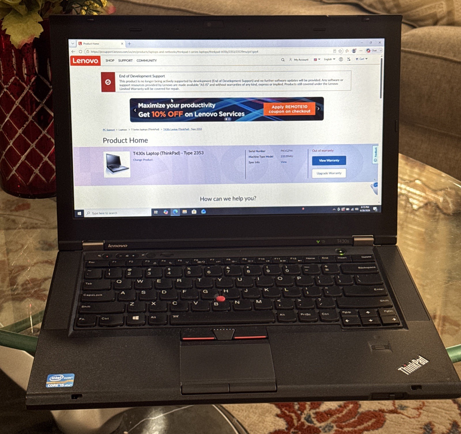 Lenovo Thinkpad T430s 14″ Core i5-3320 2.6GHz 12GB RAM 640GBHDD W/MS Office 2016