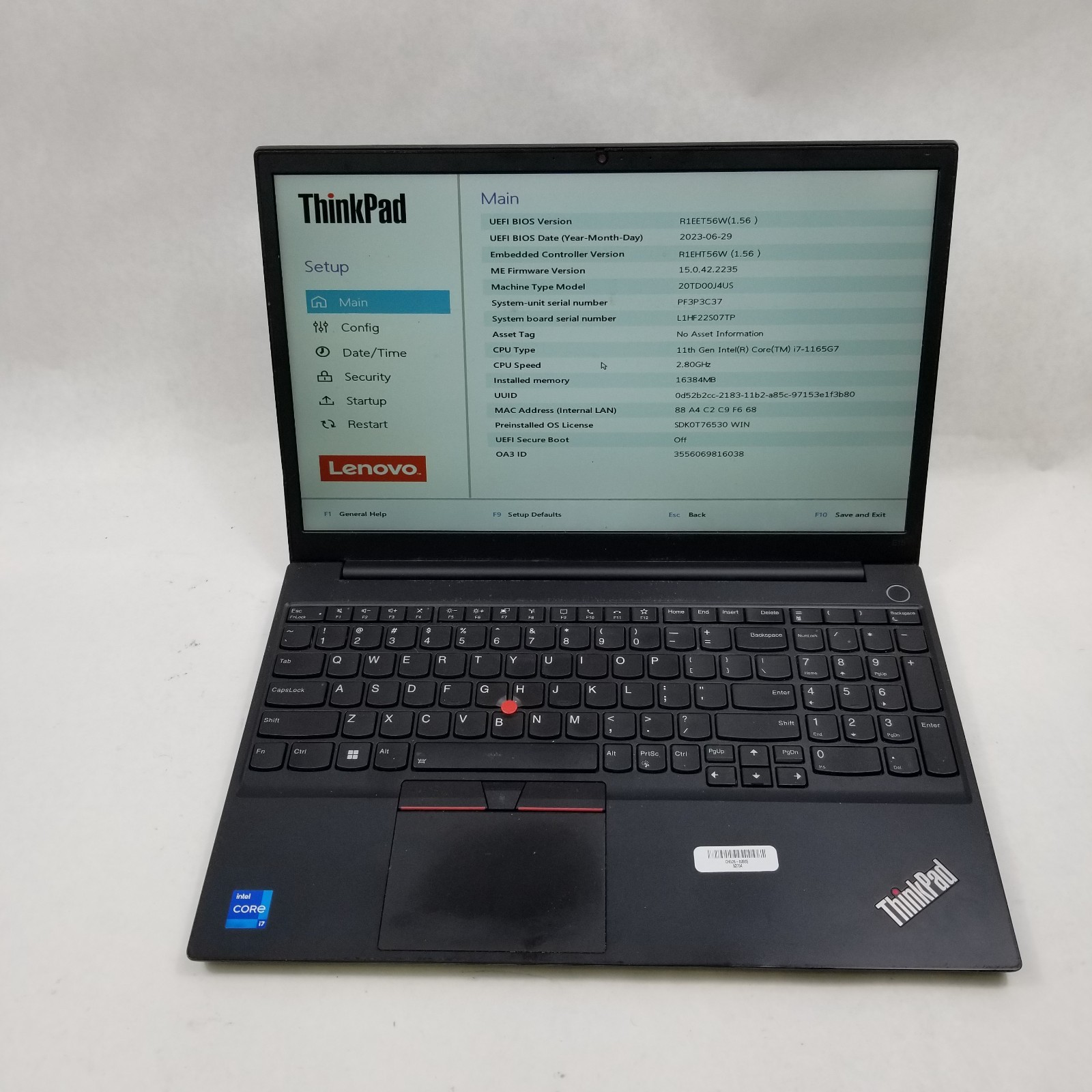 Lenovo ThinkPad E15 Gen 2 Intel Core i7-1165G7 2.80GHz 16GB 512GB SSD