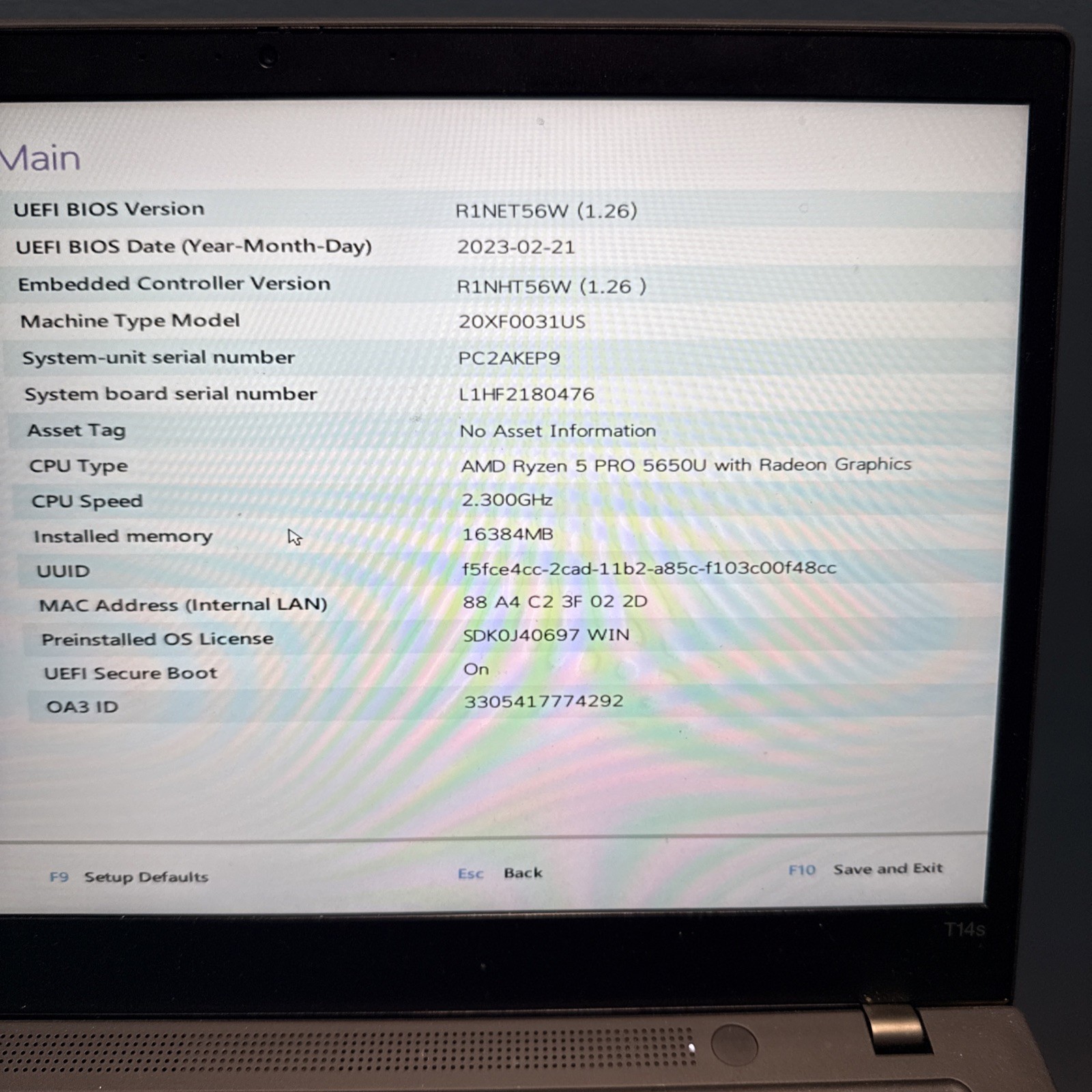Lenovo ThinkPad T14s, AMD Ryzen 5 PRO 5650U @2.30Ghz, 8GB RAM, NO SSD NO OS