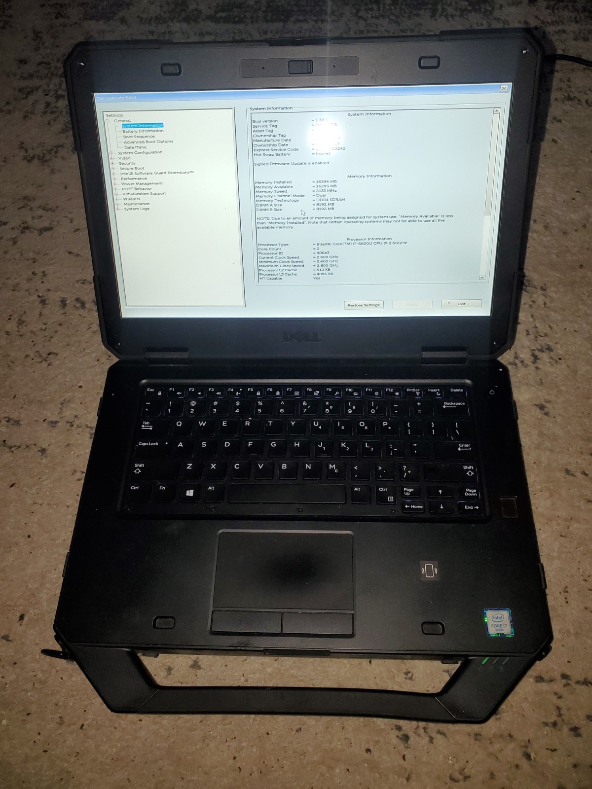 Dell Latitude 14 Rugged 5414 14″ i7-6600U 16GB RAM TOUCH LCD PARTS/REPAIR BOOTED