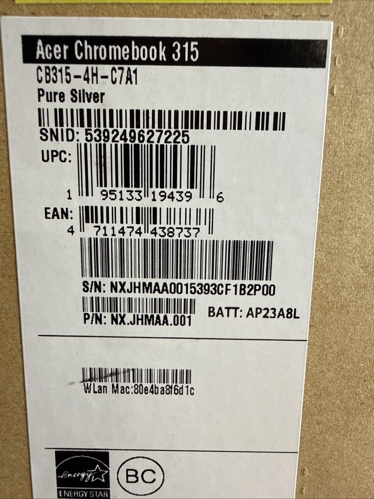 Acer Chromebook 315 15.6″ FHD LED LCD Celeron N4500 4GB 64GB eMMC