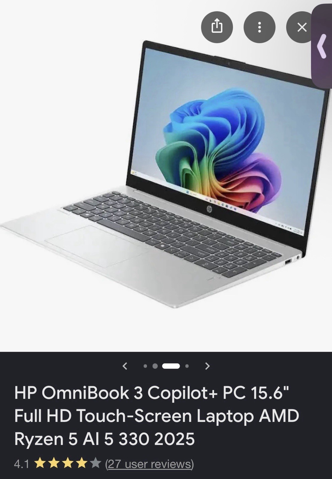 HP OmniBook 3 Copilot+ PC 15.6″ FHD Touch Ryzen 5 AI 5 330 Win11