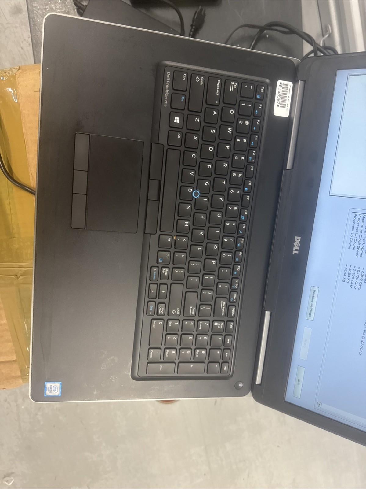Dell Precision 7710 17″ i5-6300HQ 2.3GHz 8GB DDR4 BATTery No HDD COA OS No Cover