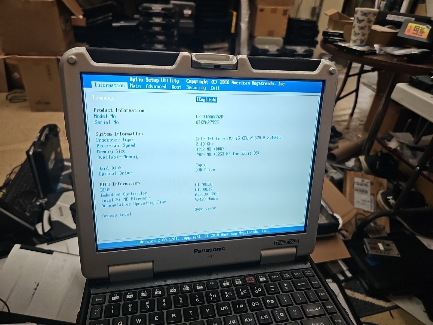 Panasonic Toughbook CF-31 MK-1 i5 520M @ 2.40GHz 8GB RAM DDR3 ( 52420HRS)
