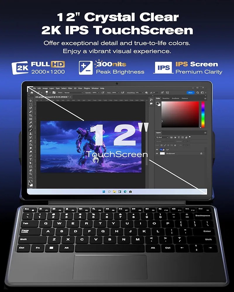 Pre-Owned – jumper 2-in-1 Laptop/Tablet 2025 12″ Windows11 *Read Description*