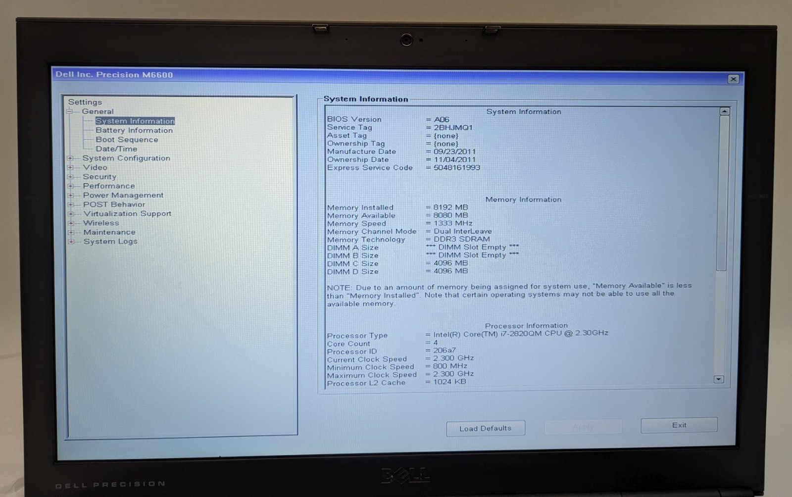 Incomplete Dell Precision M6600 17.3″ Laptop i7-2820QM 2.30GHz 8GB RAM NVIDIA