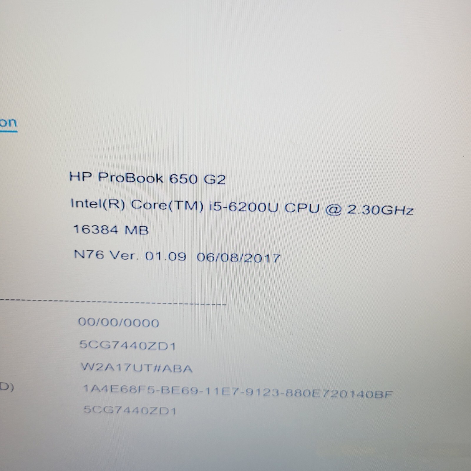 HP Probook 650 G2 Core i5-6200U 2.3GHz 16GB RAM No HDD 15.6″ ***Boot to Bios