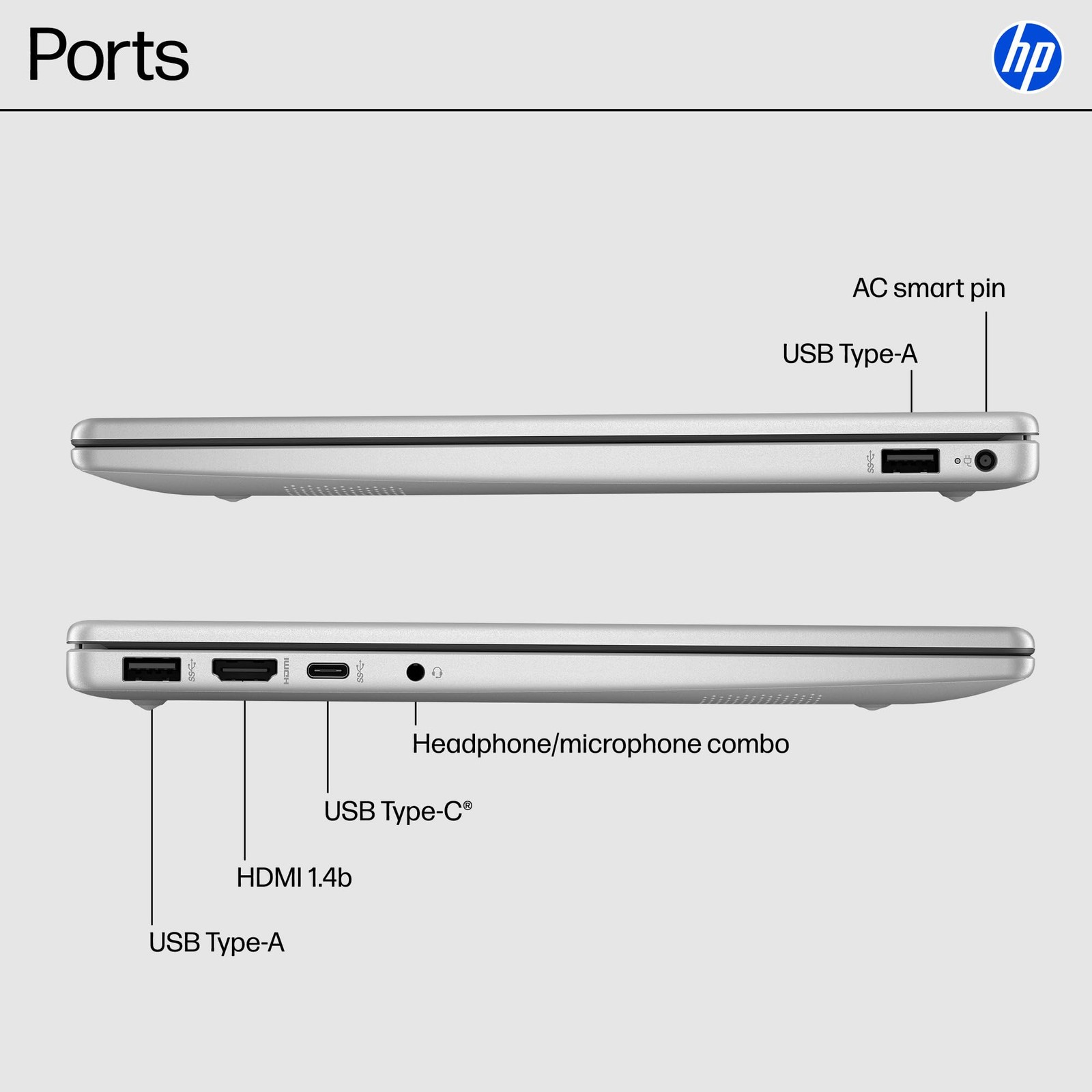 HP 14-ep0299nr 14″ HD LED Display i3-N305 8GB 256GB SSD Win11H S Natural Silver
