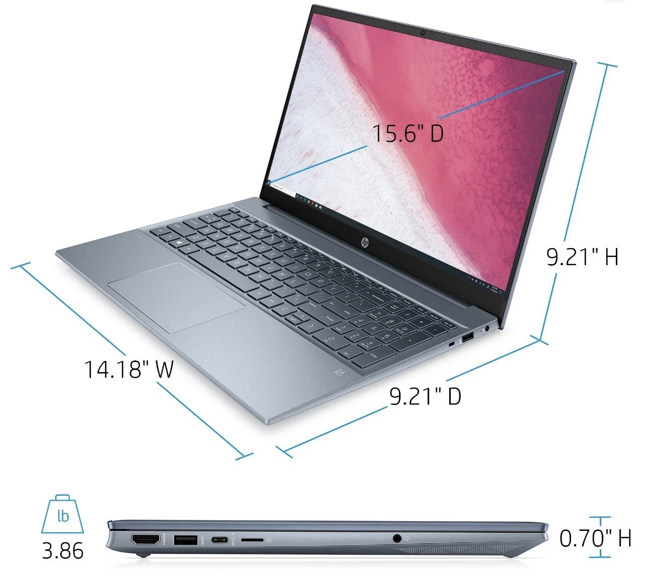HP Pavilion 15-eh1070wm 15.6″ (512GB SSD, Ryzen 7 5700U, 1.8 GHz, 8GB RAM)…
