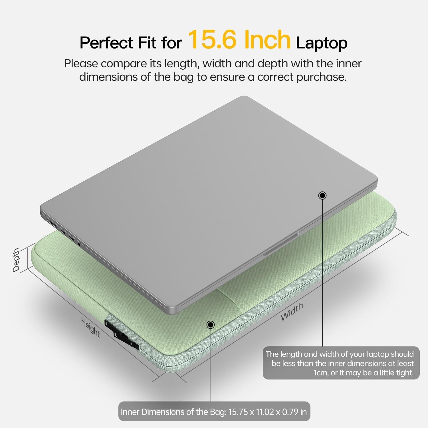 Laptop Sleeve Case 15.6 16 inch, Shockproof Protective Computer Carrying Cover