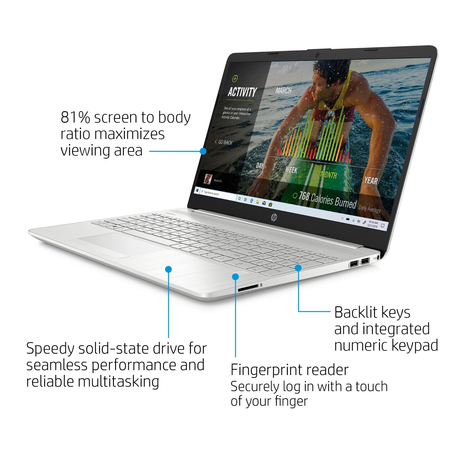 HP Laptop-15.6″ Full HD (1920 x 1080) -15-dw3071cl-512GB SSD- 8GB- Intel Core i7