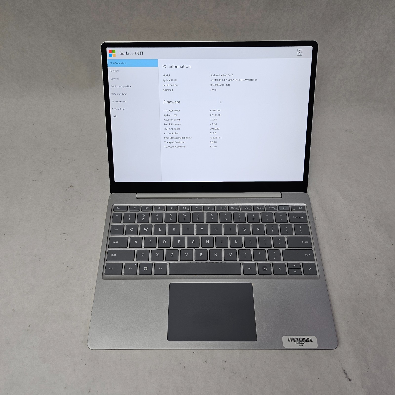 Microsoft Surface Laptop Go 2 2013 Intel Core i5-1135G7 8GB RAM 128GB SSD No OS