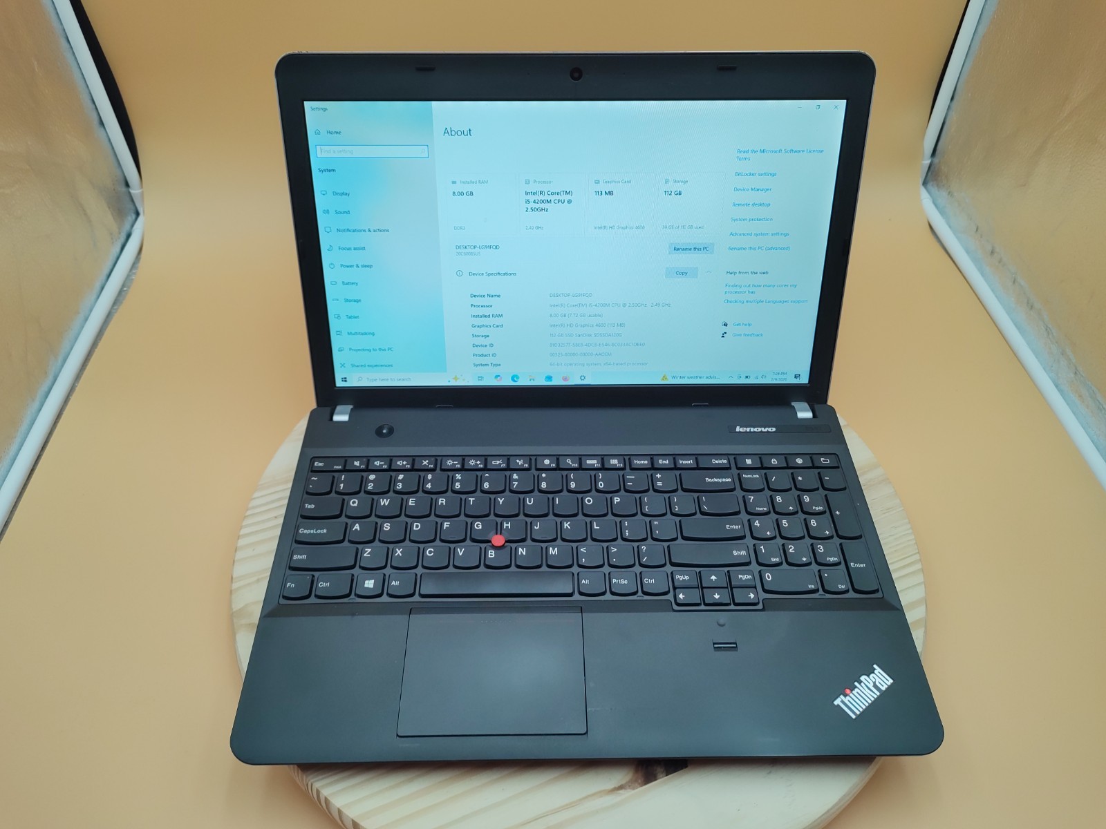 15.6″ Lenovo Thinkpad E540 Intel Core i5-4200m, 8gb ram, 120gb ssd, Windows 10