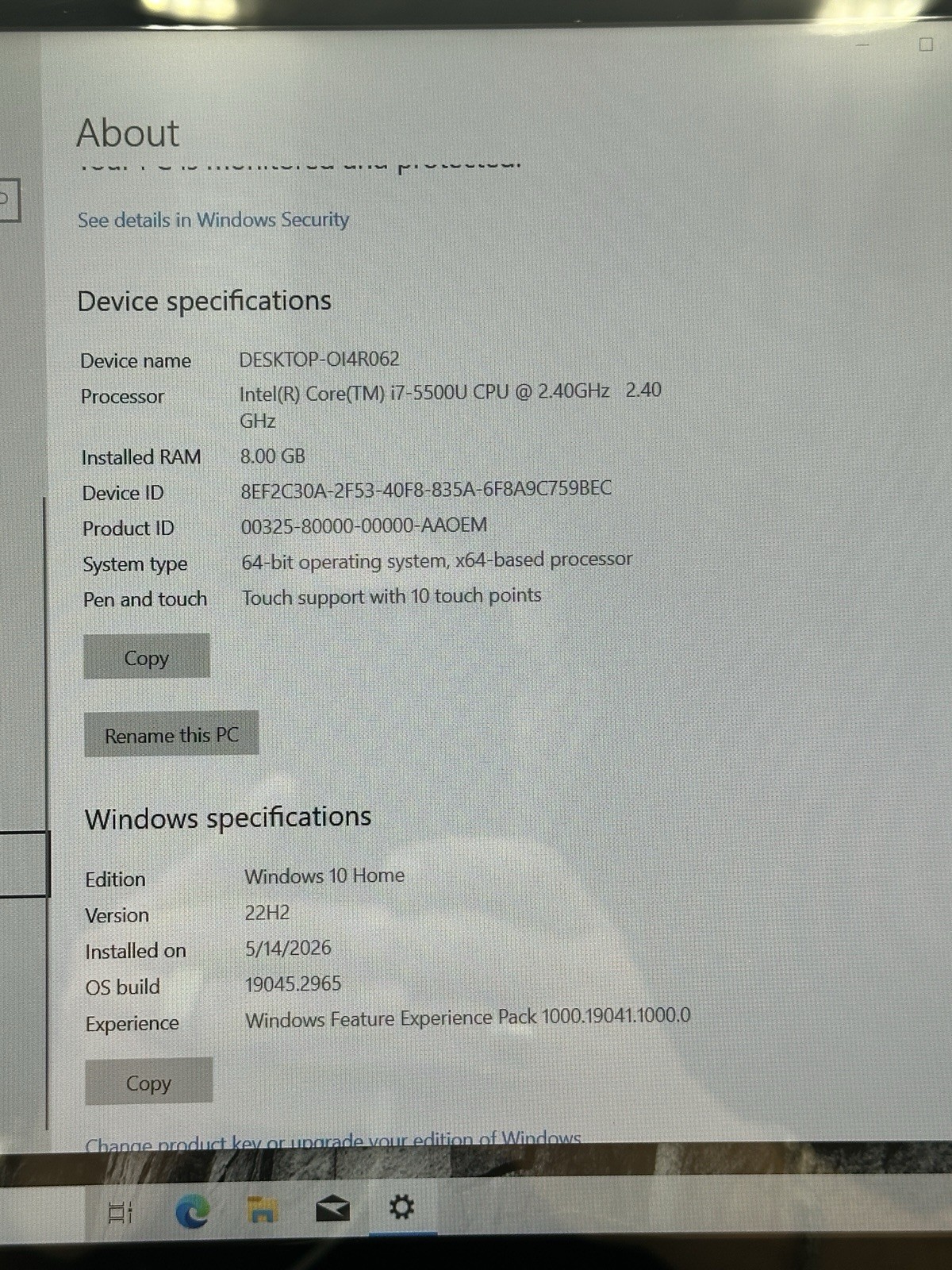 Lenovo T550 TOUCHSCREEN Core I7 5th gen / 8gb /256gb SSD / Windows 10 Pro