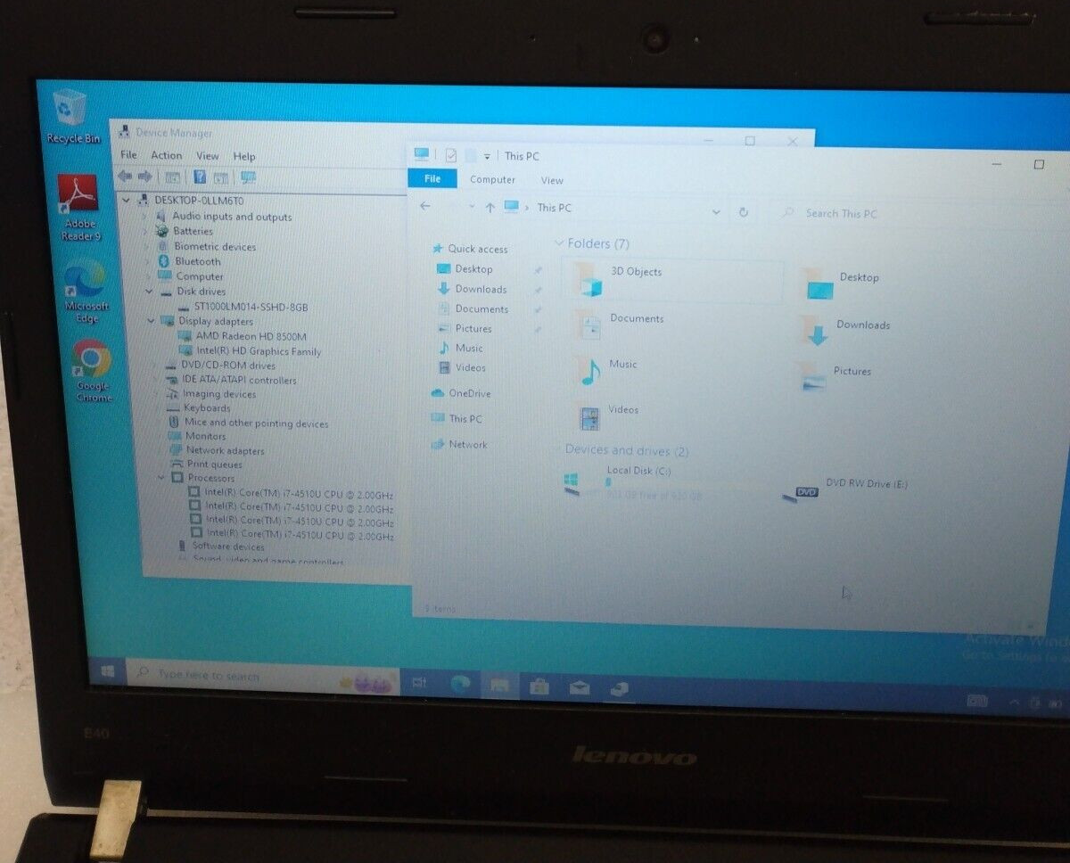 Lenovo Thinkpad Edge E40 14″ Intel Core i7-4510U 2GHz 8GB Ram 1TB HD Win10 8500M