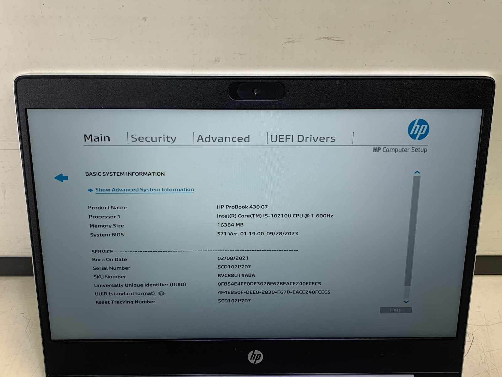 HP PROBOOK 430 G7 13.3″ INTEL CORE i5-10210U @ 1.60 GHz 16GB RAM – NO SSD AC