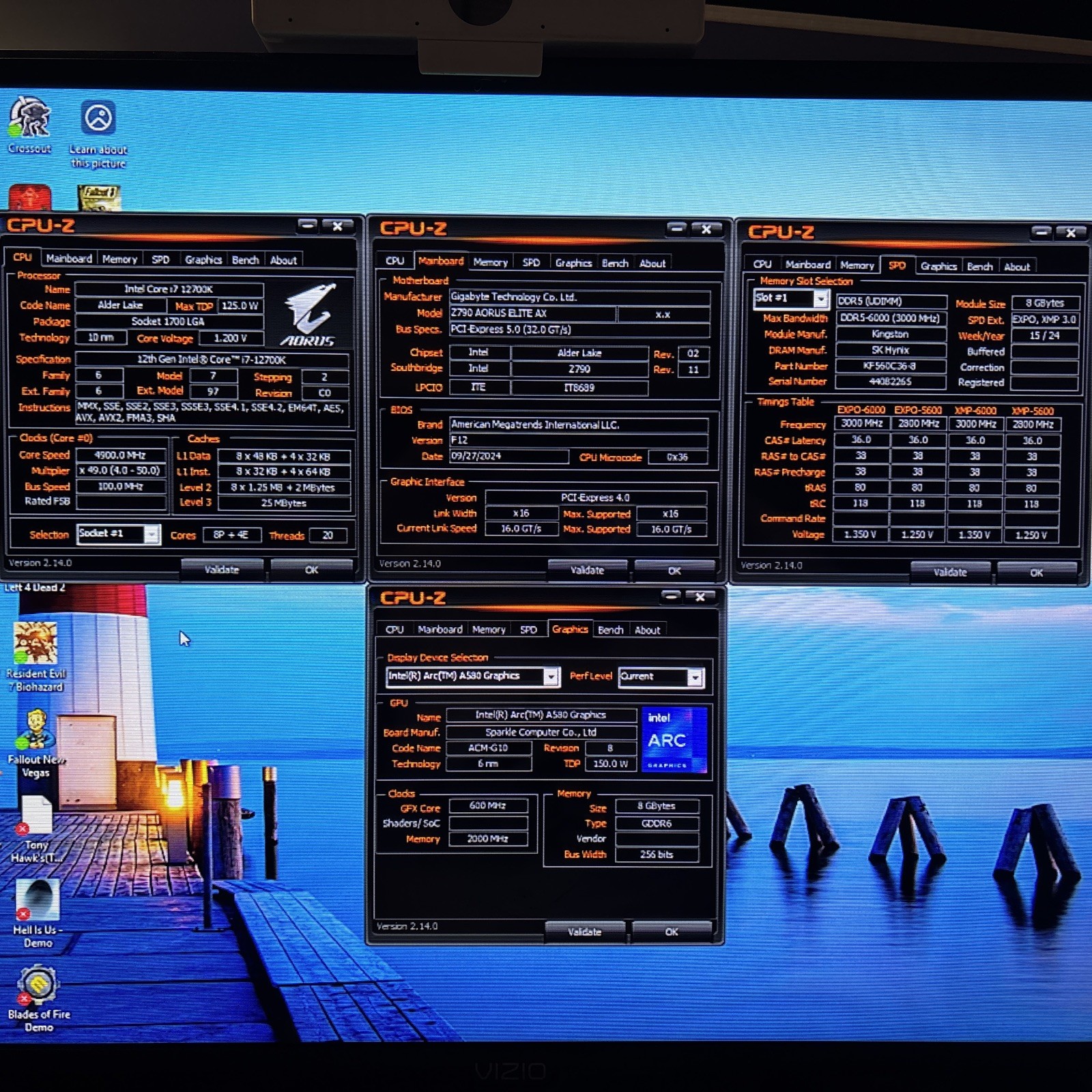 Gigabyte Z790 AORUS Elite AX, 12th Gen Intel Core i7-12700K 3.6 GHz, 32 GB DDR5