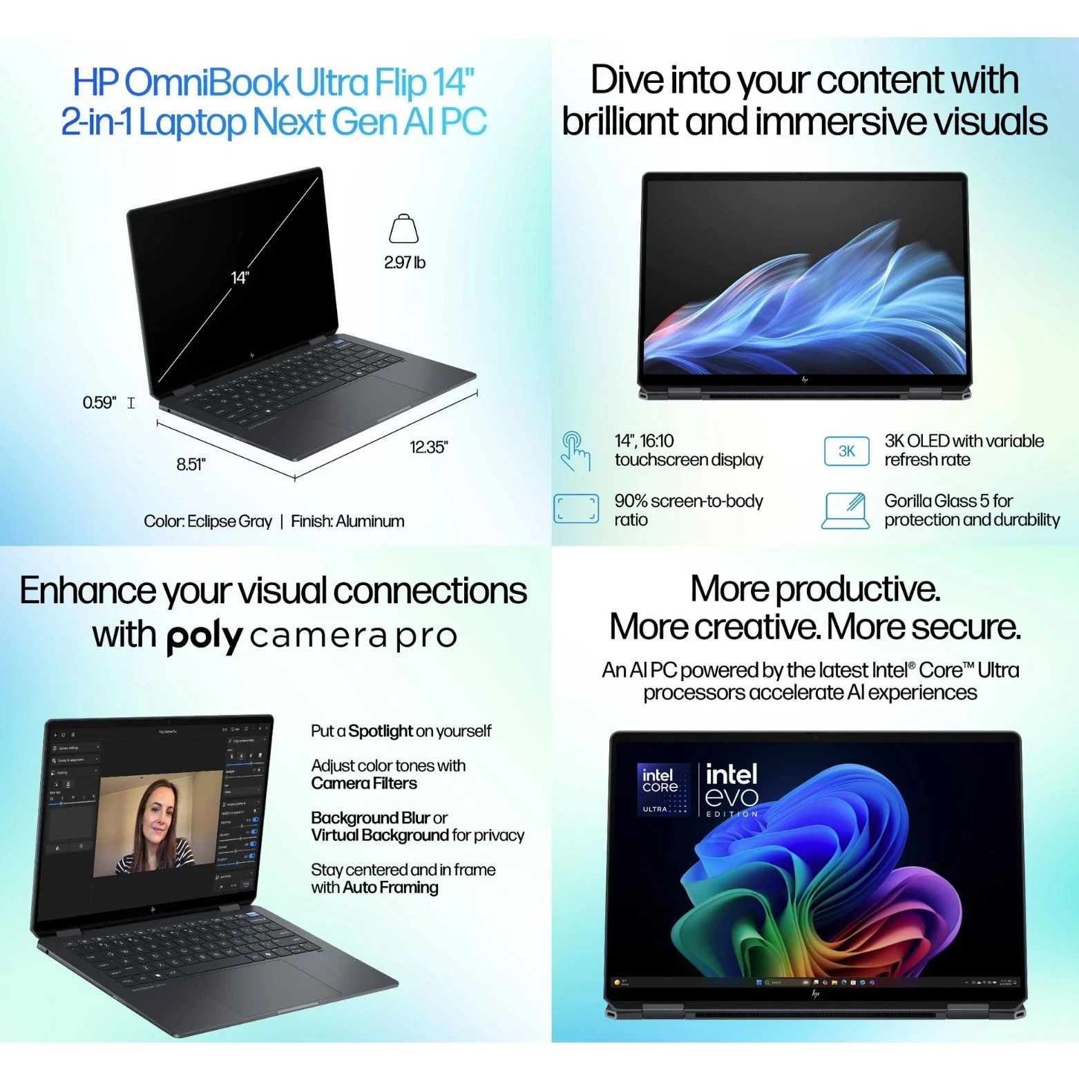 HP Omnibook Ultra Flip 14″ 2.8K Touch Intel Ultra 7-258V 32GB 1TB SSD W11