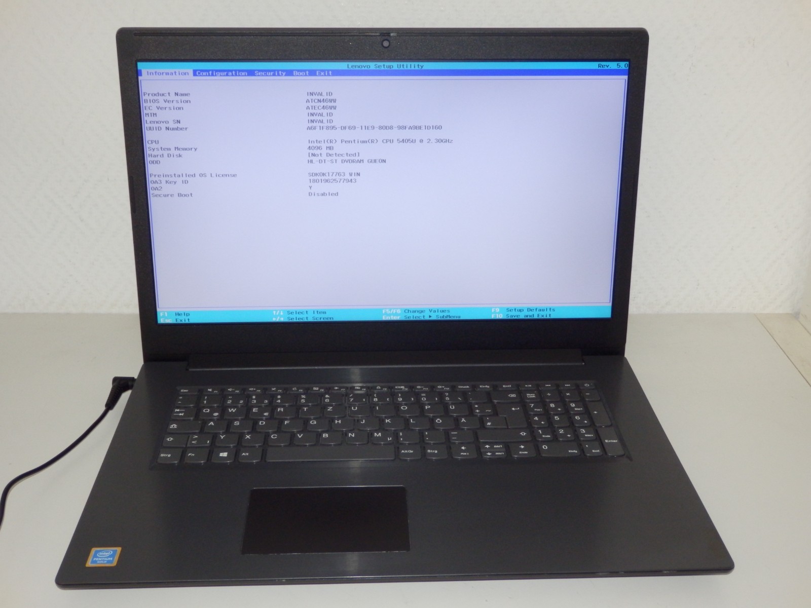 Lenovo V340-17IWL – Intel Pentium 5405U, 4GB Ram, No SSD, 17.3″ inch FHD