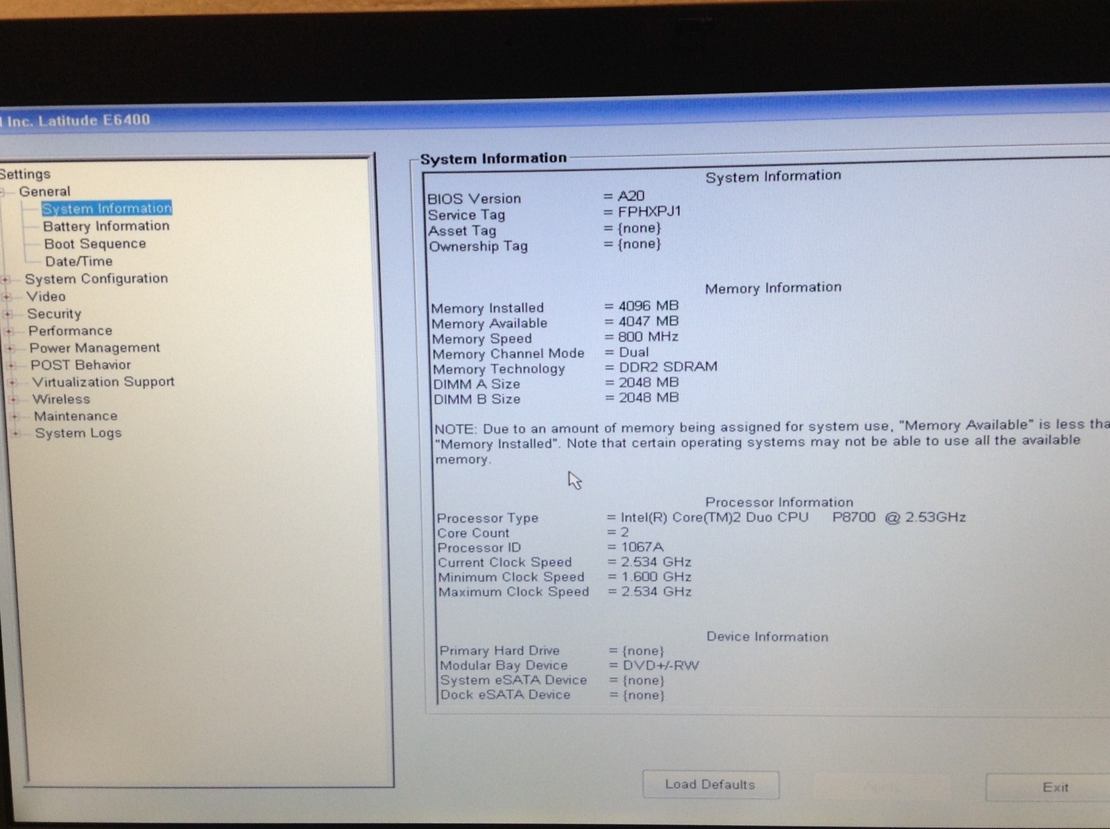 Dell Latitude E6400 14″ Core 2 Duo P8700 2.53GHz Laptop w/4GB, DVD-RW, No HD