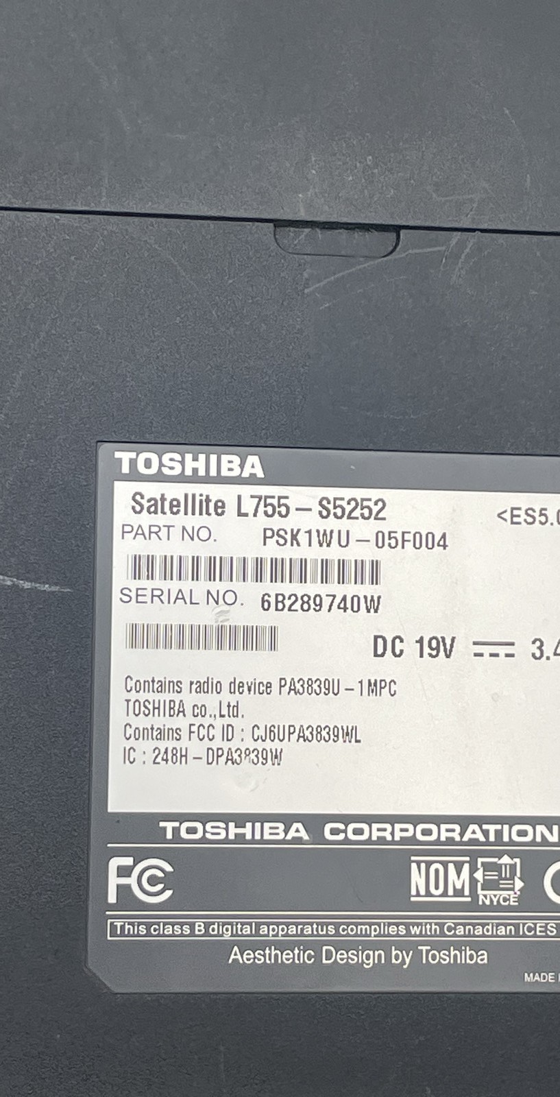 Toshiba Satellite L755-S5252 15.6″ Intel Core i3 Processor Laptop Unit
