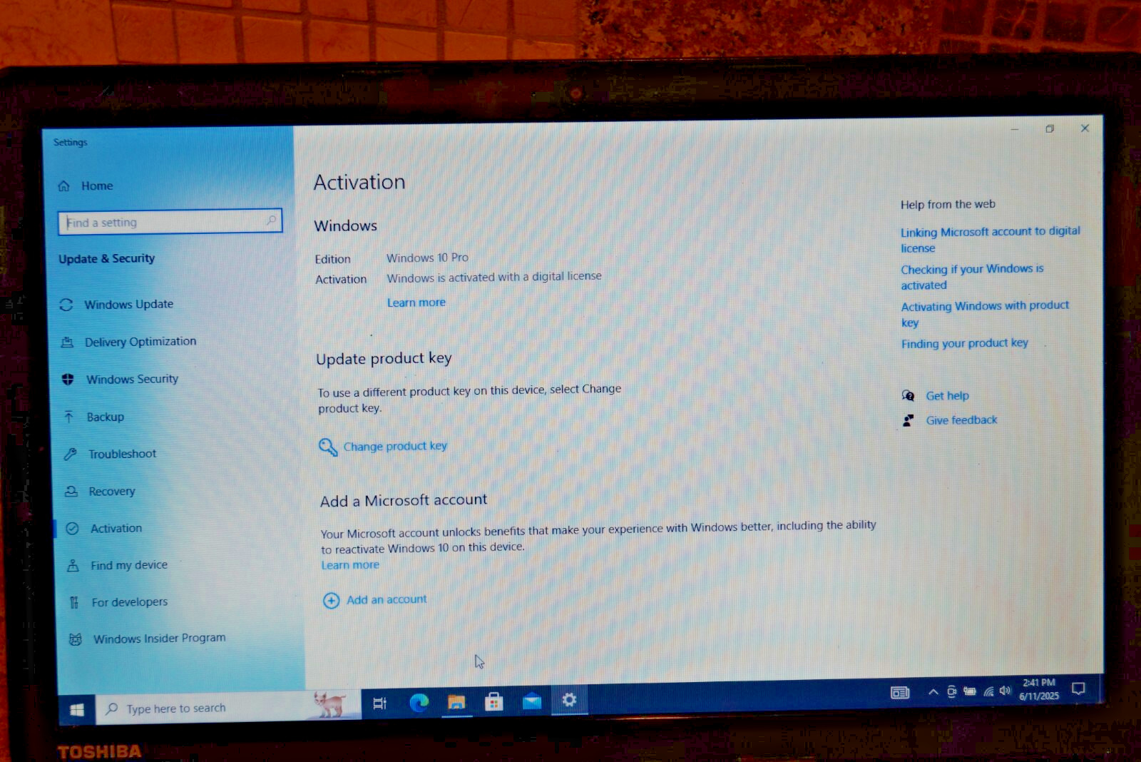 22H2 Version WIN 10PRO Toshiba L55-A5284 Gen3 i5@1.80GHz,8GB RAM,700GB HDD