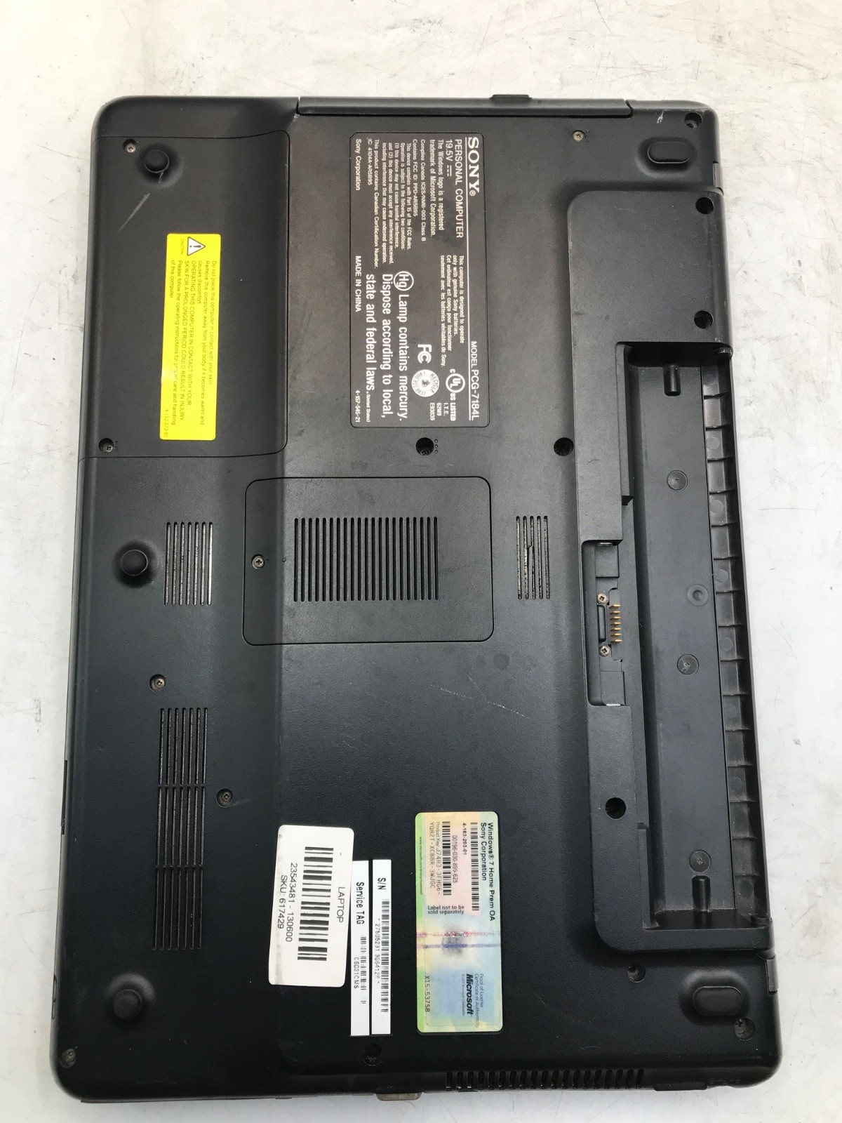 Sony VAIO PCG-7184L Intel Core 2 Duo 15″ -BAD DISPLAY/CRACKED BEZEL -MZ