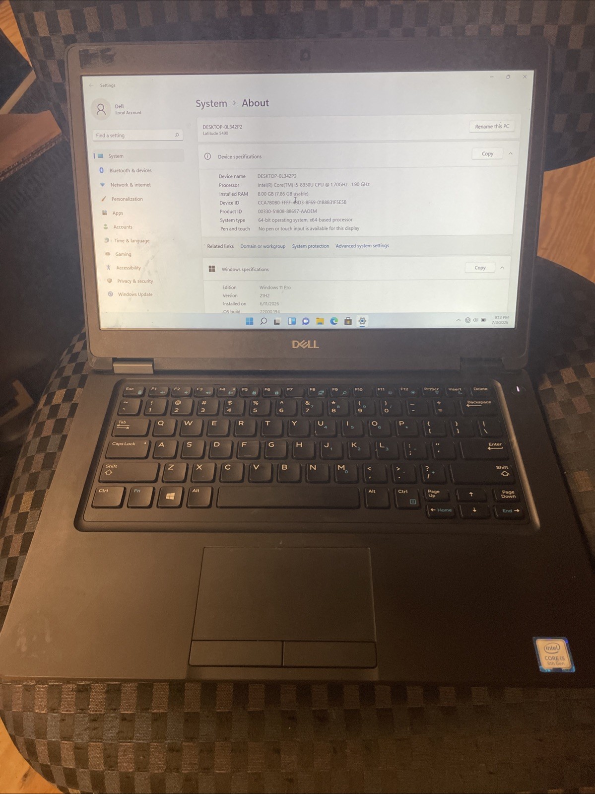 Dell 5490 Latitude 14-Inches i5-8500U 8GB RAM 256GB SSD Laptop