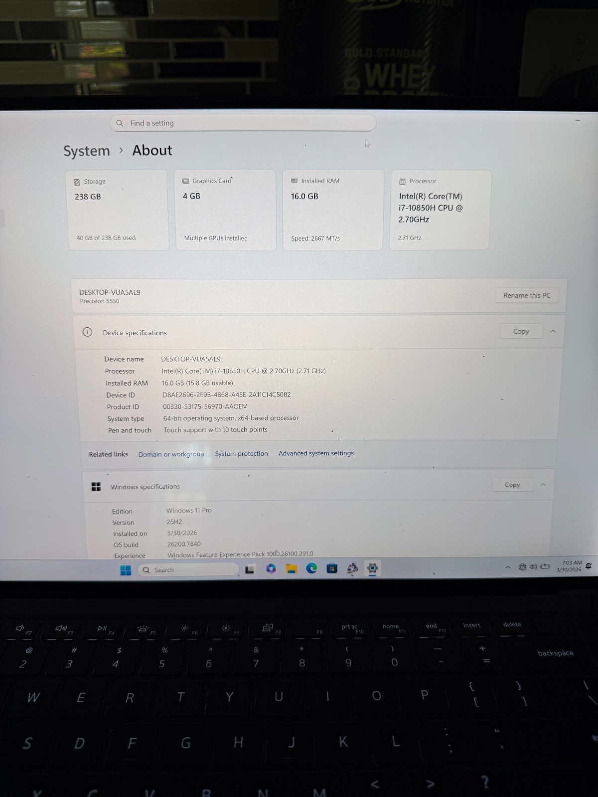 Dell Precision 5550 i7-10850H 16GB 256GB SSD Touch Win11 NVIDIA Quadro T1000