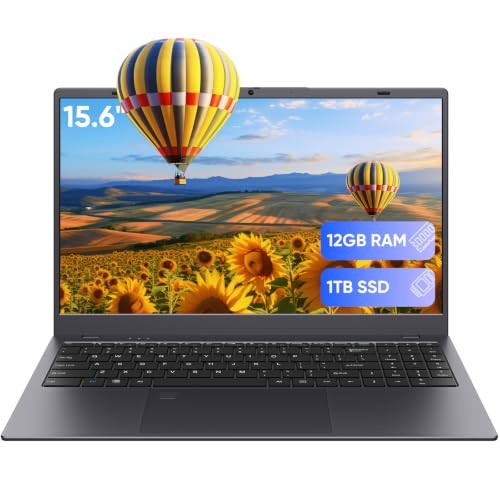 Laptop, 12GB LPDDR5 RAM 1TB SSD, Quad-Core N95 Processor Up to 3.4GHz, Gray