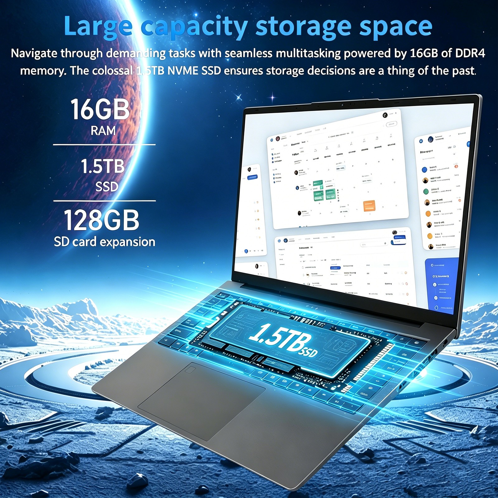New 15.6″ FHD Laptop Computer 8 Core R7 5825U Large 16GB RAM 1.5TB SSD Notebook