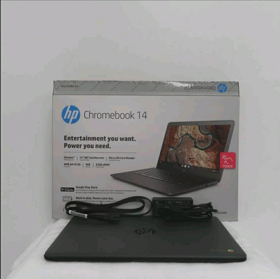 HP Chromebook 14-db0025nr 14 in 32 GB eMMC, AMD A4 9120, 4 GB Gray BARELY USED