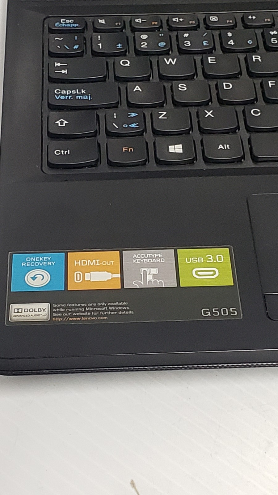 Lenovo G505 Laptop AMD E1-2100 1GHz 260GB HDD 2GB Ram Win 8