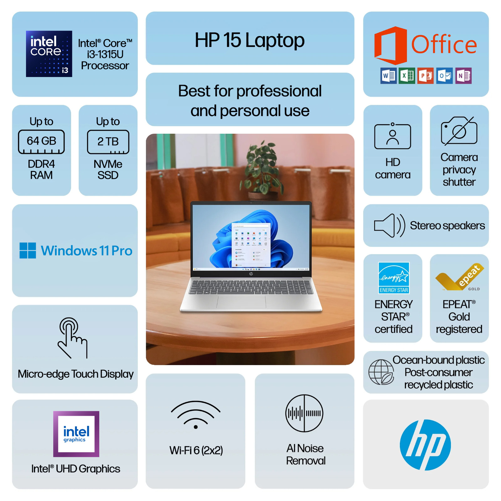 2026 HP Laptop Computer 15.6″ Touch 6-Core Intel i3 Upto 64GB RAM 2TB SSD WinPro