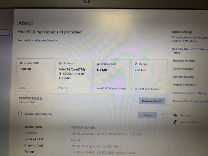 Dell Latitude E7440 14″ Laptop Intel i5-4300U 8GB RAM 240GB SSD Win10Pro