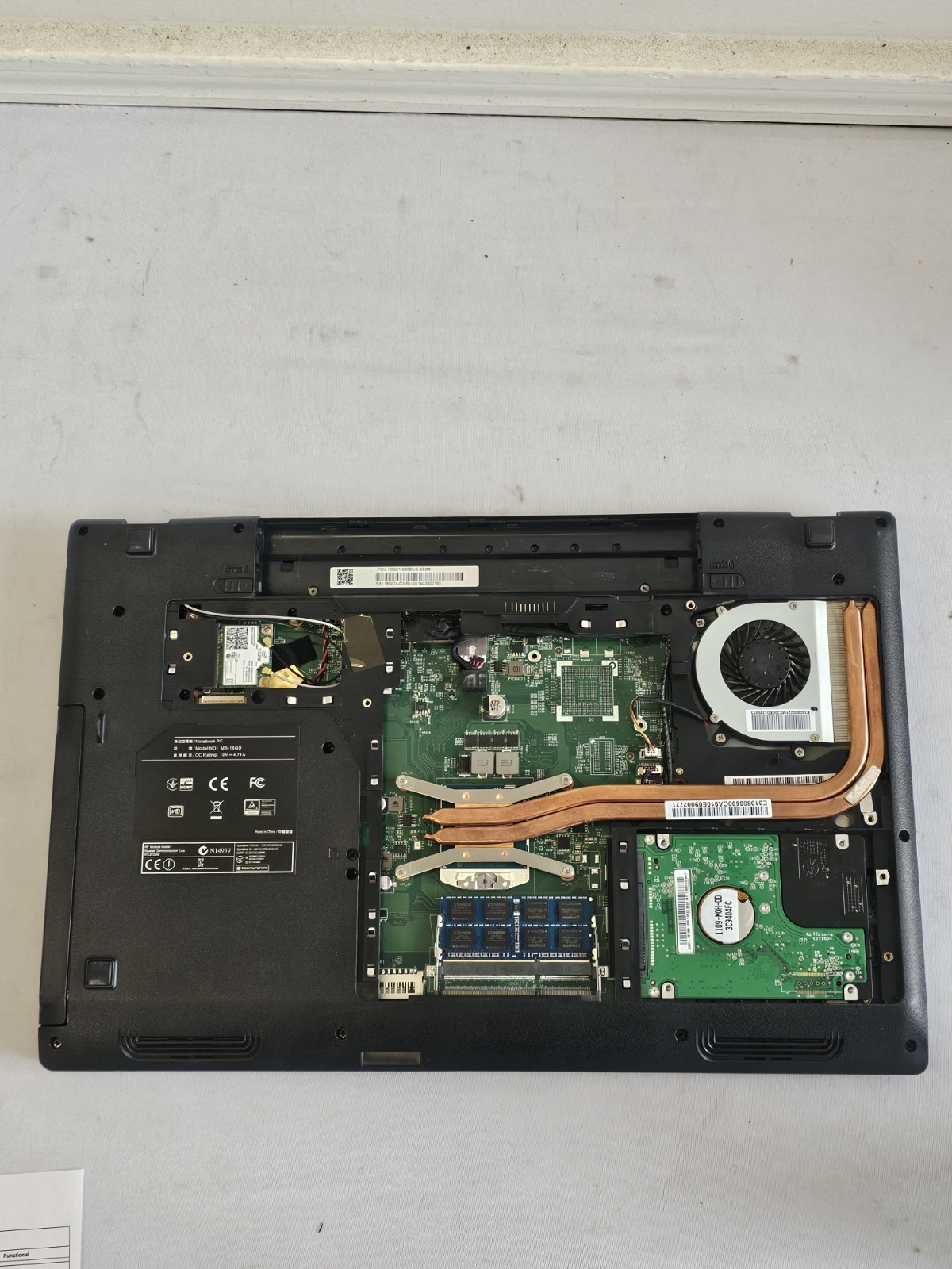 Nobilis MS-16GD Laptop – Intel Pentium 3550m – NO BATT – Parts/Repair – READ
