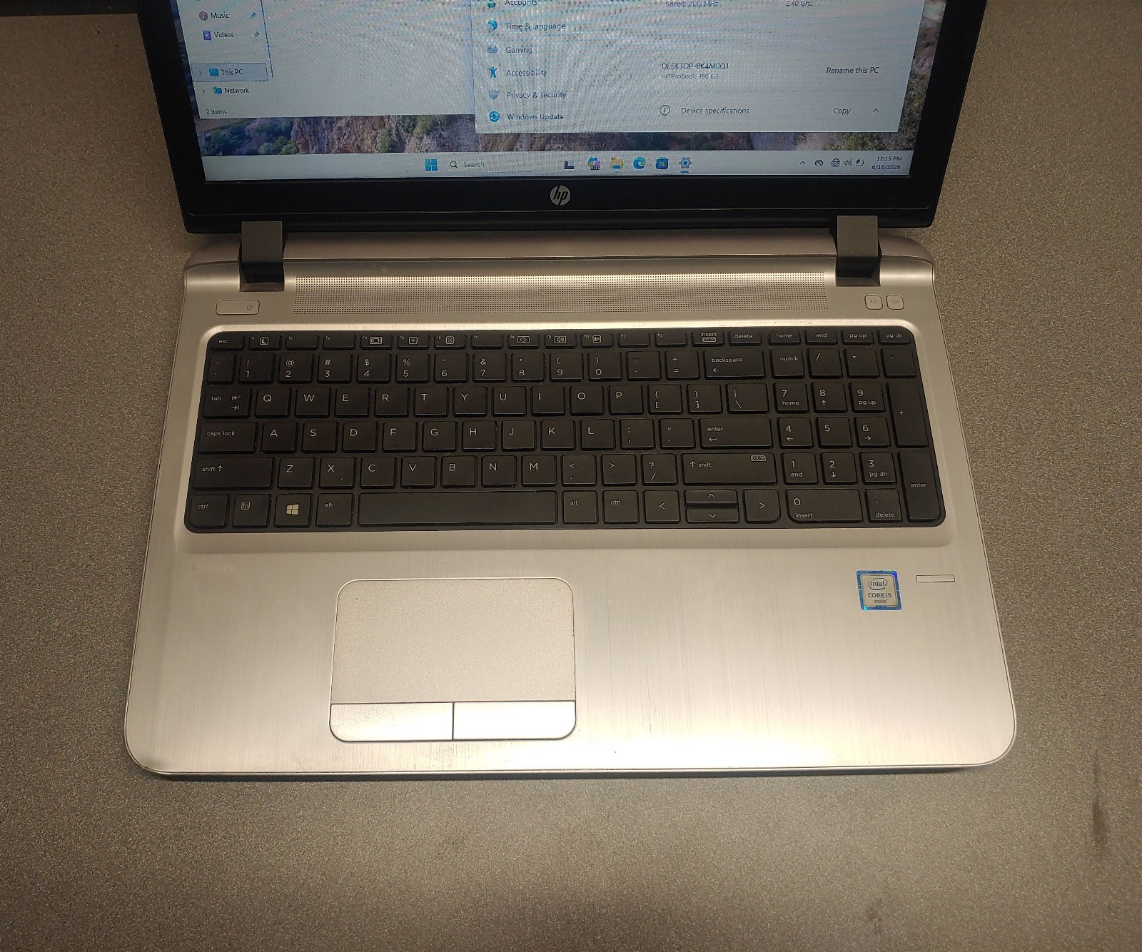 HP ProBook 450 G3 15.6″ Intel Core i5 6th Gen, 8GB RAM, 128GB SSD, Windows 11