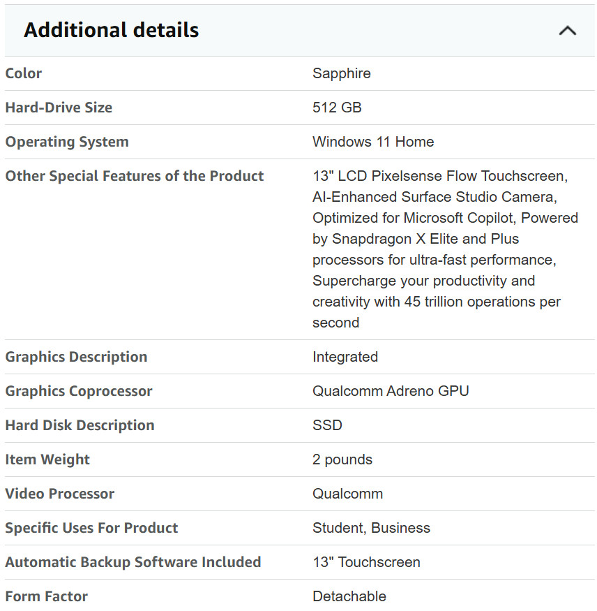Microsoft Surface Pro 2-in-1 Laptop/Tablet (2024), 13″ OLED Touchscreen Sapphire