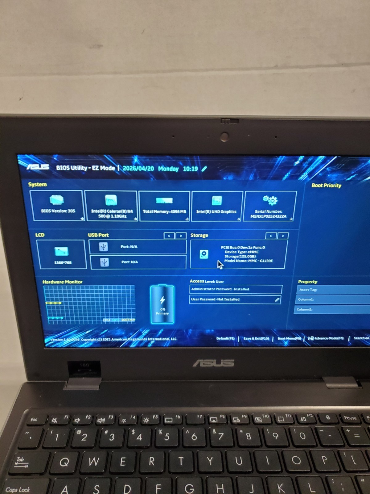 Lot of 10 ASUS BR1100CK 11.6″ Intel N4500 4GB RAM 128GB SSD NO OS! BIOS PW! #69