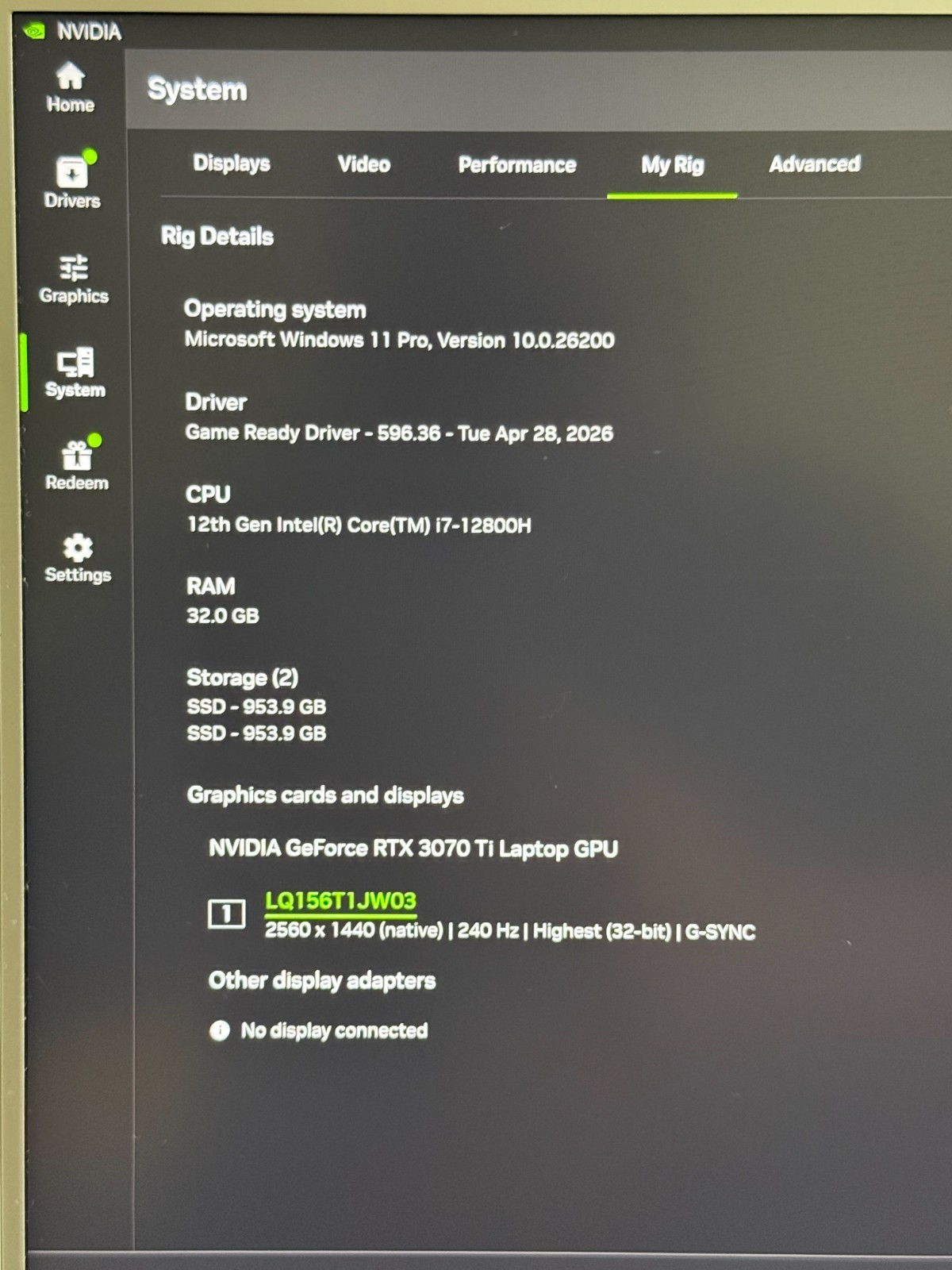 Razer Lambda TensorBook 2022 15.6″ i7-12800H 1.8GHz 32GB RAM 2TB SSD RTX 3070 Ti