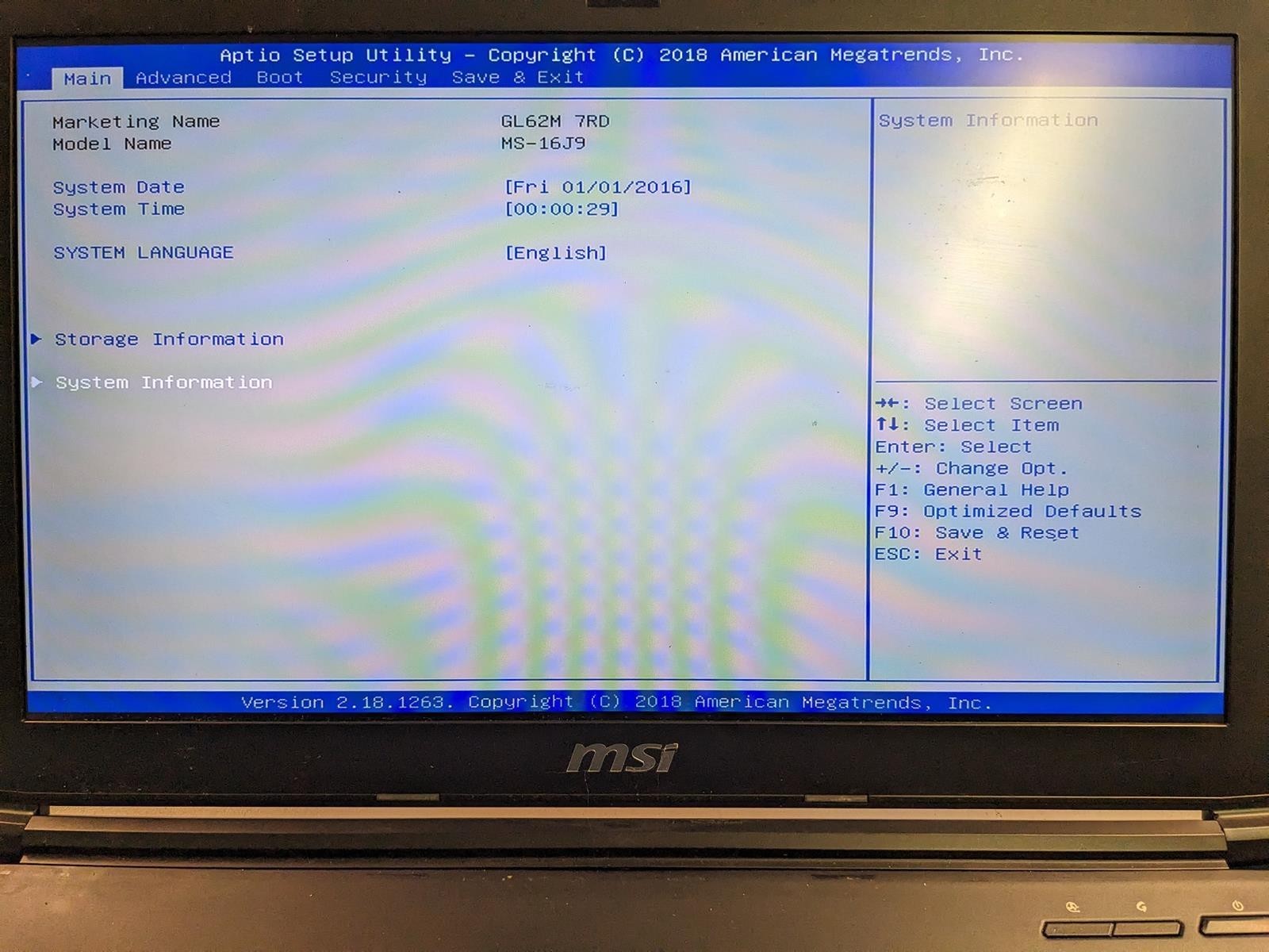 MSI MS-16J9 I5-7300HQ @ 2.50GHz, 16GB RAM, NO HDD/OS