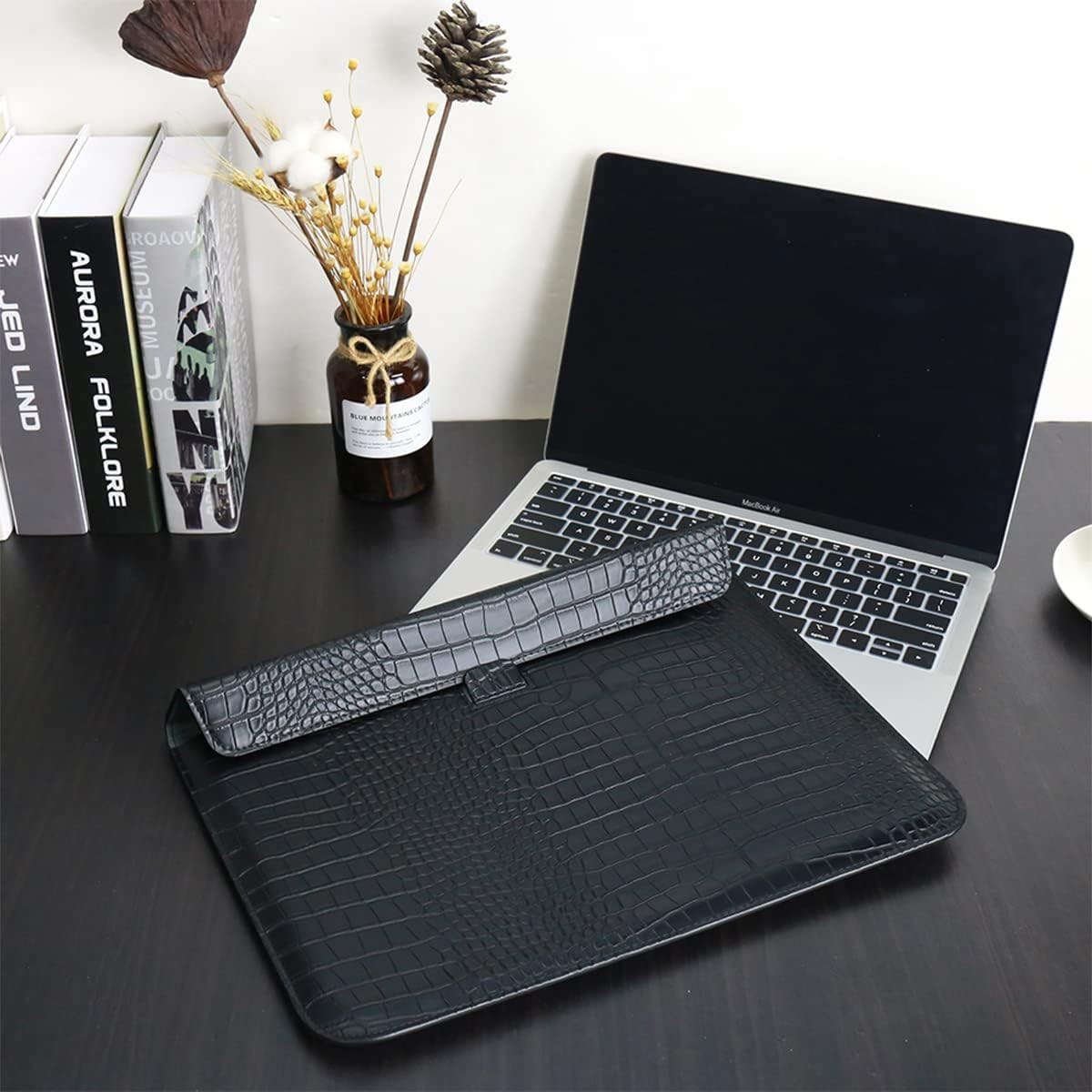 Black PU Leather Flip Case for 15 Inch MacBook Air 2026 M5 M4 M3 M2 A3448 A3241
